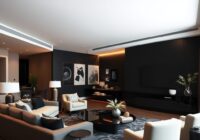 Czarna ściana w salonie: jak ją zaplanować i pomalować, by dodać głębi bez przytłoczenia przestrzeni